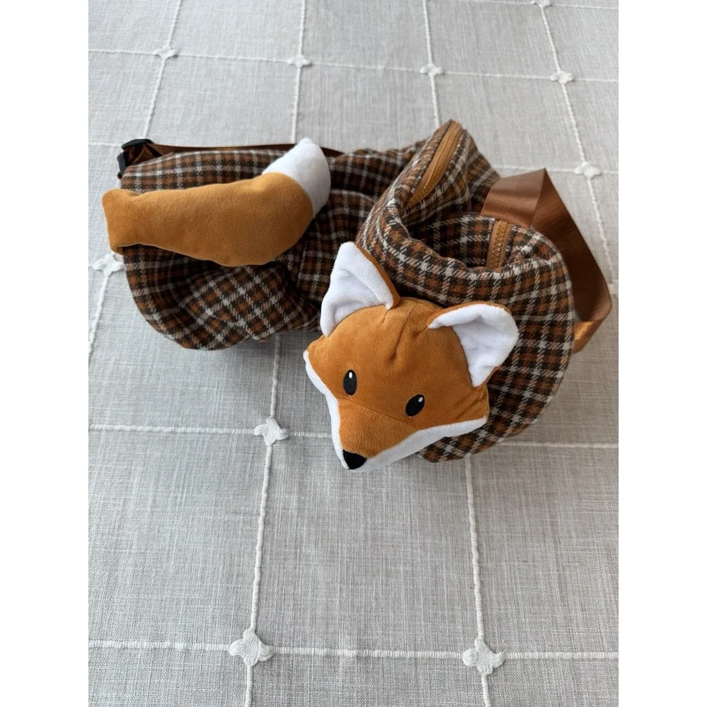YogaPets Yoga Mat Carrier Bag FOX Brown Plush Plaid Tote tail strap zipper